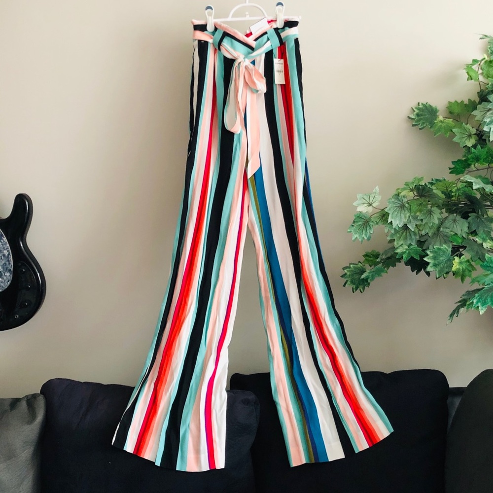 Express - High Waist Striped Wide Leg Pant